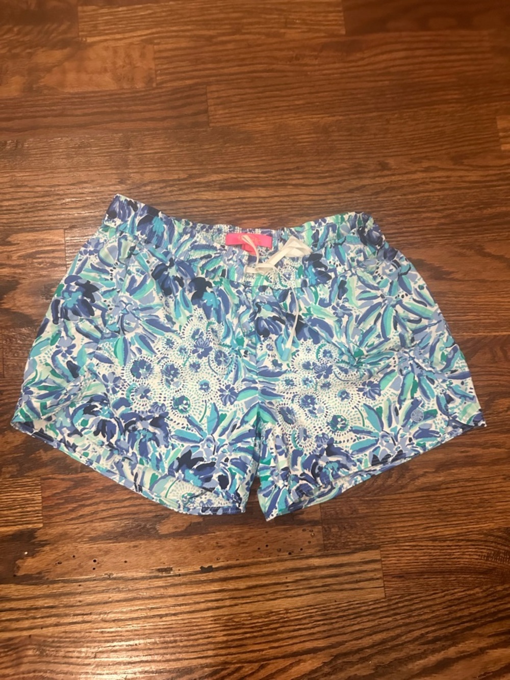 Lilly Pulitzer Swim Women’s Blue Floral Drawstring Shorts S LIKE NEW